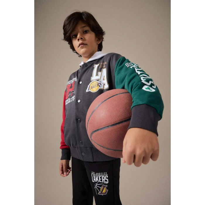 Defacto E8845A8AR31 Antrasit Erkek Çocuk NBA Current Teams Kolej Yaka Sırt Baskılı Bomber Ceket