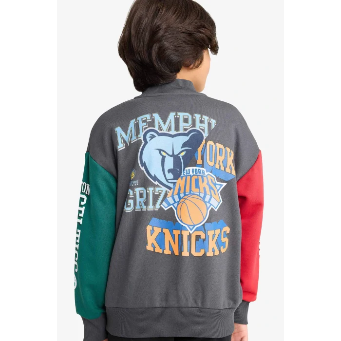 Defacto E8845A8AR31 Antrasit Erkek Çocuk NBA Current Teams Kolej Yaka Sırt Baskılı Bomber Ceket
