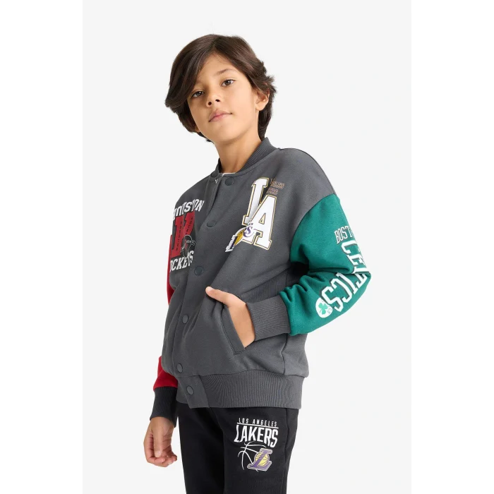 Defacto E8845A8AR31 Antrasit Erkek Çocuk NBA Current Teams Kolej Yaka Sırt Baskılı Bomber Ceket