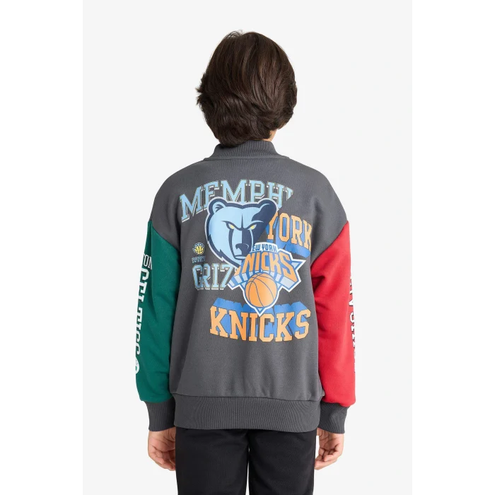 Defacto E8845A8AR31 Antrasit Erkek Çocuk NBA Current Teams Kolej Yaka Sırt Baskılı Bomber Ceket