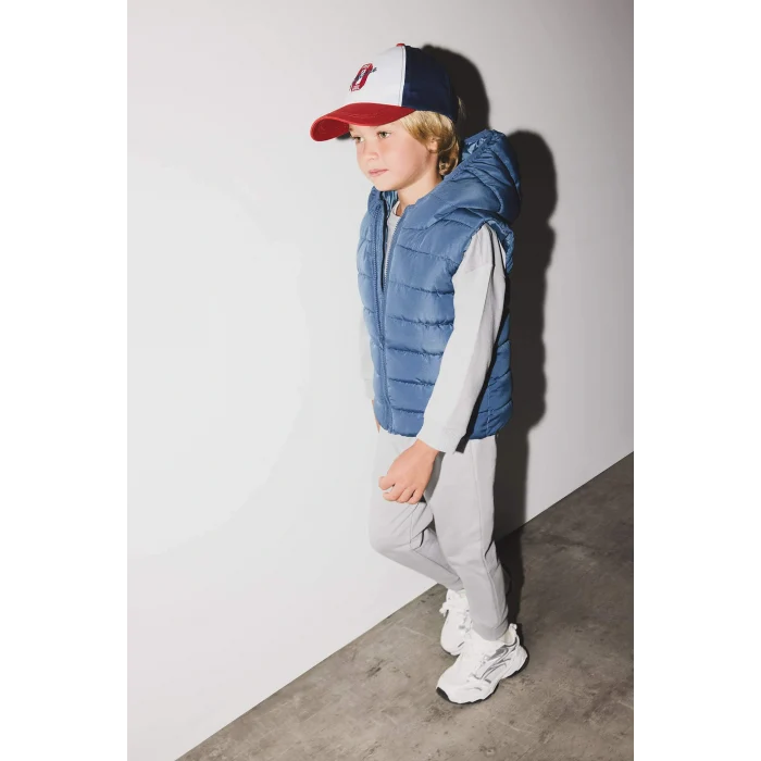 Defacto A2221A5IN257 İndigo Erkek Bebek Su Geçirmez Kapüşonlu Fermuarlı Tafta Şişme Yelek