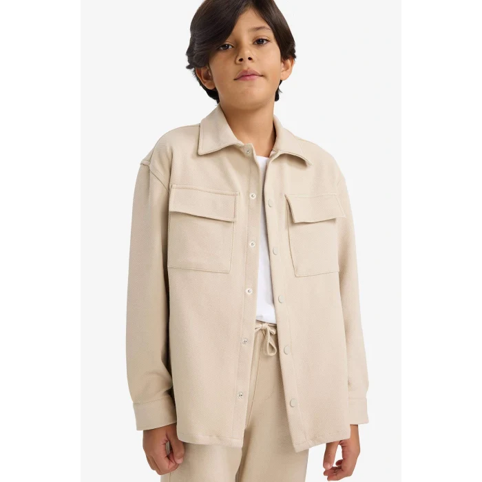 Defacto G3750A8BG359 Bej Erkek Çocuk Polo Yaka Ceket