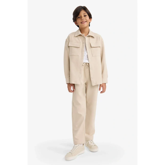 Defacto G3750A8BG359 Bej Erkek Çocuk Polo Yaka Ceket