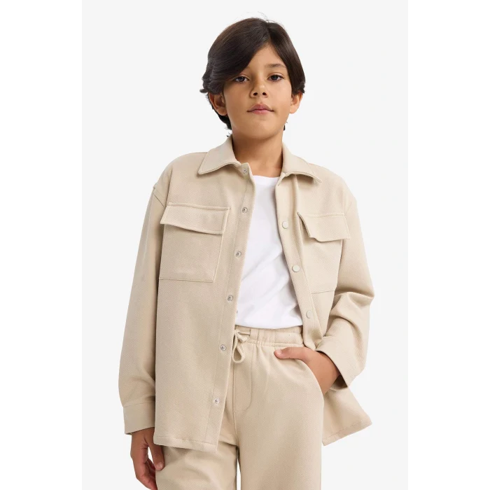 Defacto G3750A8BG359 Bej Erkek Çocuk Polo Yaka Ceket