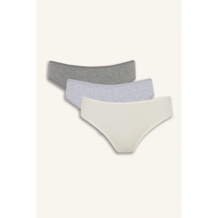 Defacto D6398AXGR93 Gri Ribana 3lü Brief Külot