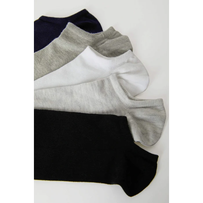 Defacto Z7243AZKR1 Çok Renkli Erkek Görünmez 5li Pamuklu Sneaker Çorap