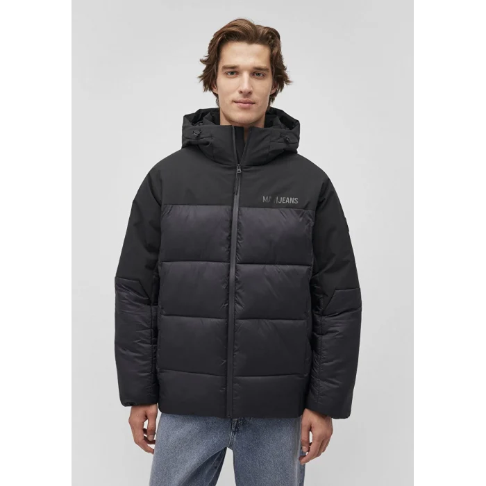 0110464-900 Kapüşonlu Siyah Şişme Mont