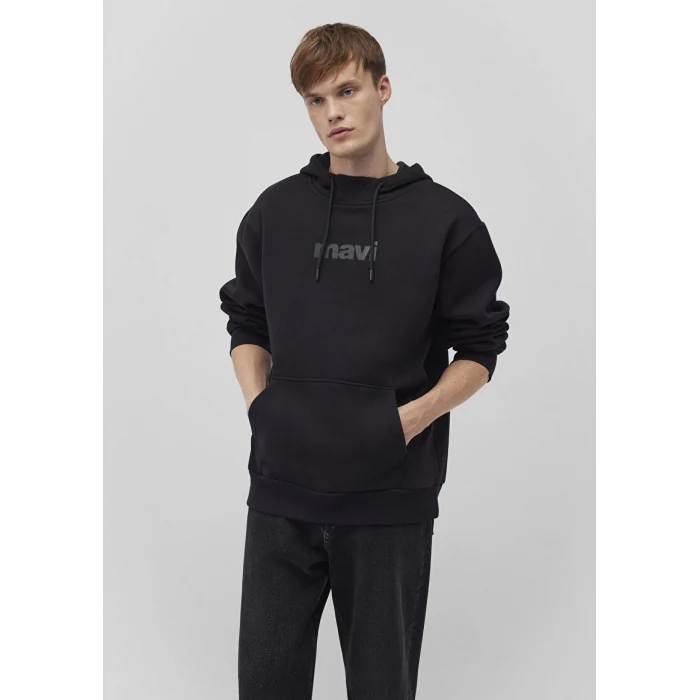 0610960-900 MAVİ BASKILI KAPÜŞONLU SWEATSHIRT