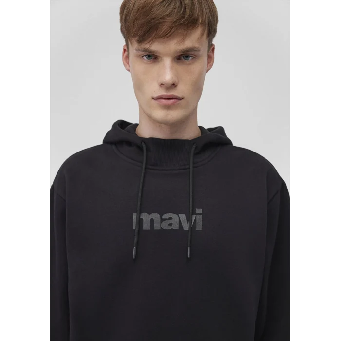 0610960-900 MAVİ BASKILI KAPÜŞONLU SWEATSHIRT