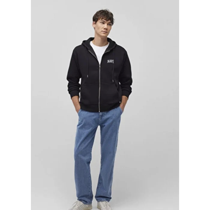 0611715-900 MAVİ LOGO FERMUARLI KAPÜŞONLU SWEATSHIRT