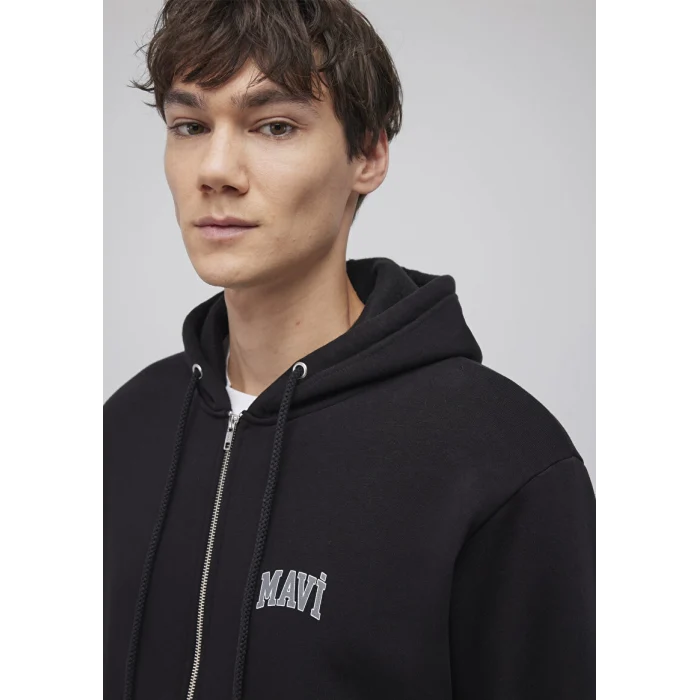 0611715-900 MAVİ LOGO FERMUARLI KAPÜŞONLU SWEATSHIRT