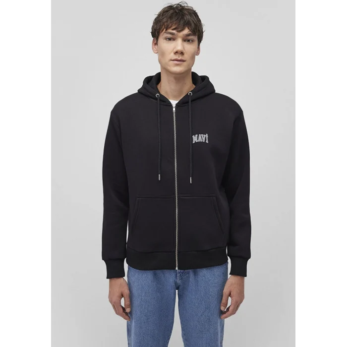 0611715-900 MAVİ LOGO FERMUARLI KAPÜŞONLU SWEATSHIRT