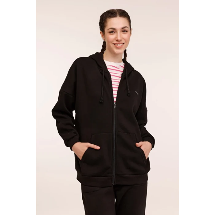 101783986 Lumberjack WB MARCIA 18SSB502 4PR Siyah Kadın Eşofman Üstü