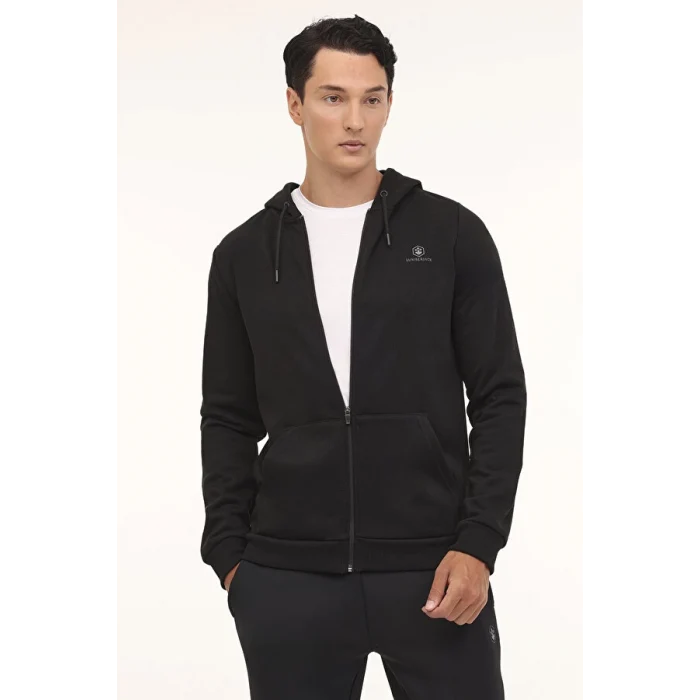 101889372 Lumberjack MB SN05 FZ HOD 4PR Siyah Erkek Eşofman Üstü