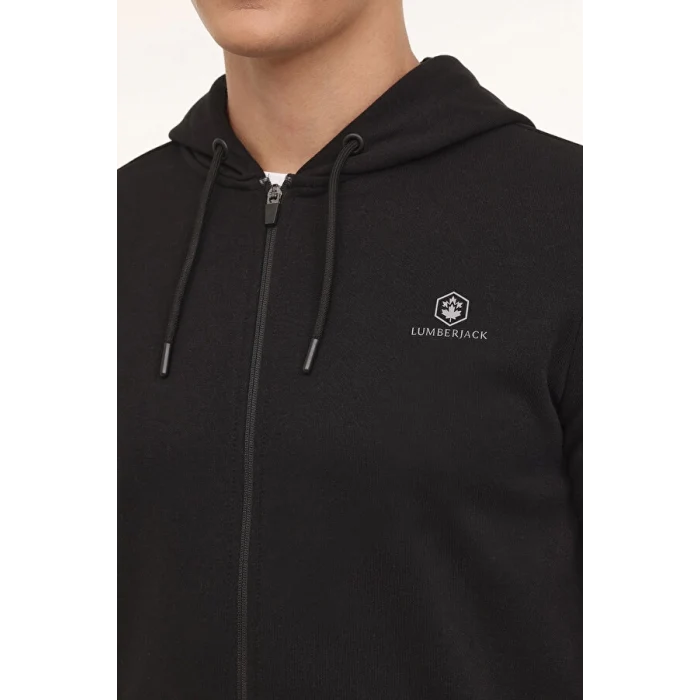 101889372 Lumberjack MB SN05 FZ HOD 4PR Siyah Erkek Eşofman Üstü