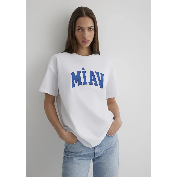 1612457-620 Miav Baskılı Beyaz Tişört