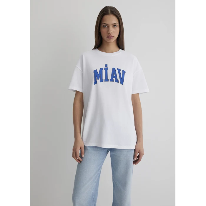 1612457-620 Miav Baskılı Beyaz Tişört