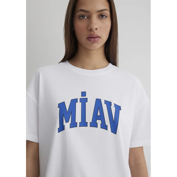 1612457-620 Miav Baskılı Beyaz Tişört