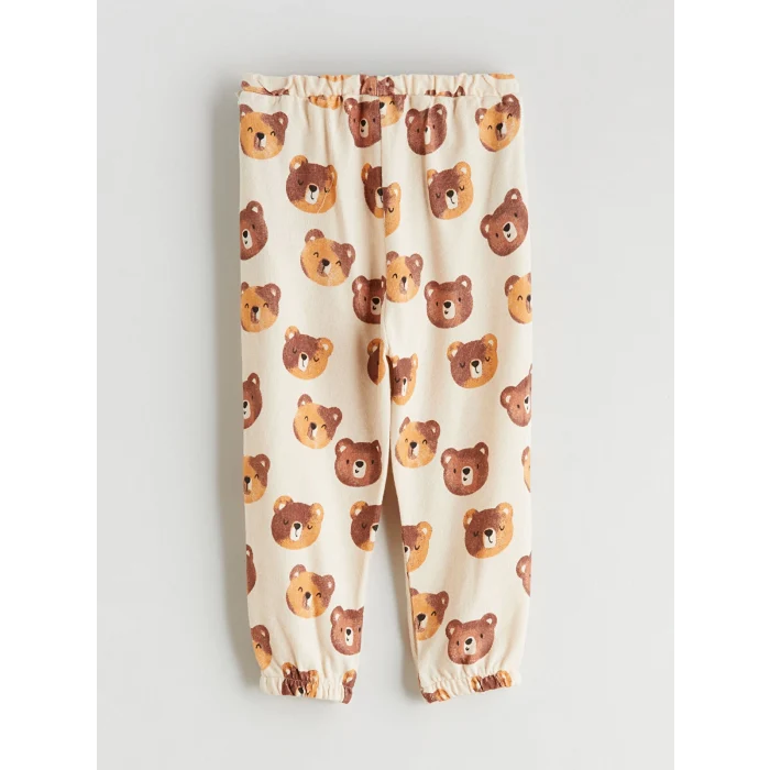 LCW baby Ekru Ayıcık Baskılı Erkek Bebek Sweatshirt ve Eşofman Altı