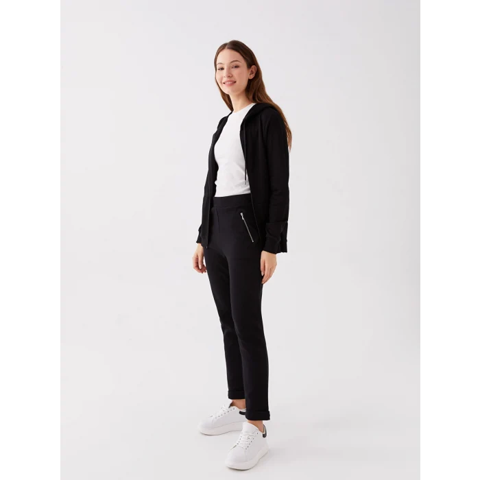 LCWAIKIKI Basic Siyah Kadın Beli Lastikli Düz Eşofman Altı