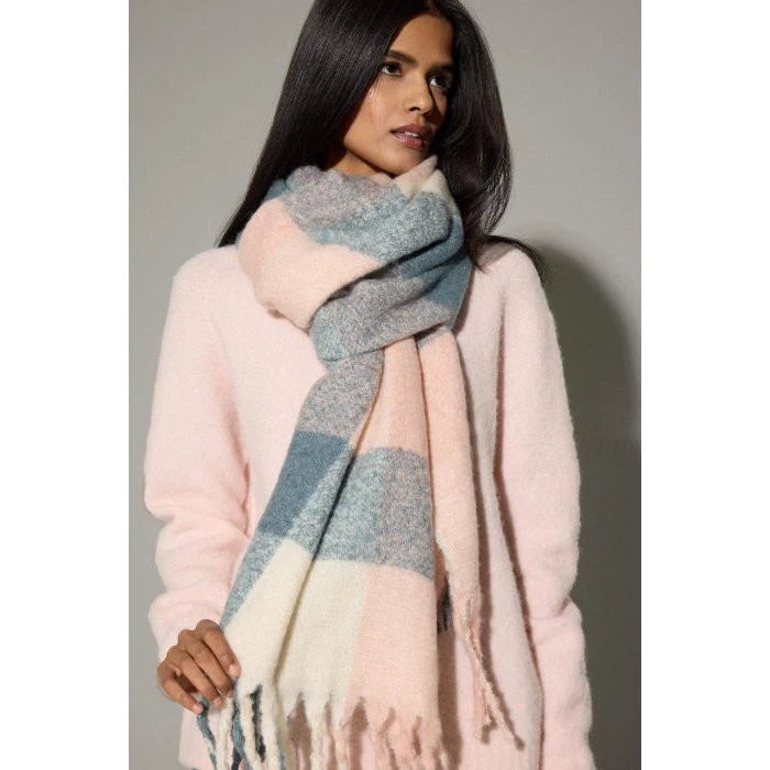 Defacto F3432AXPN1 Pembe Kadın Kareli Atkı