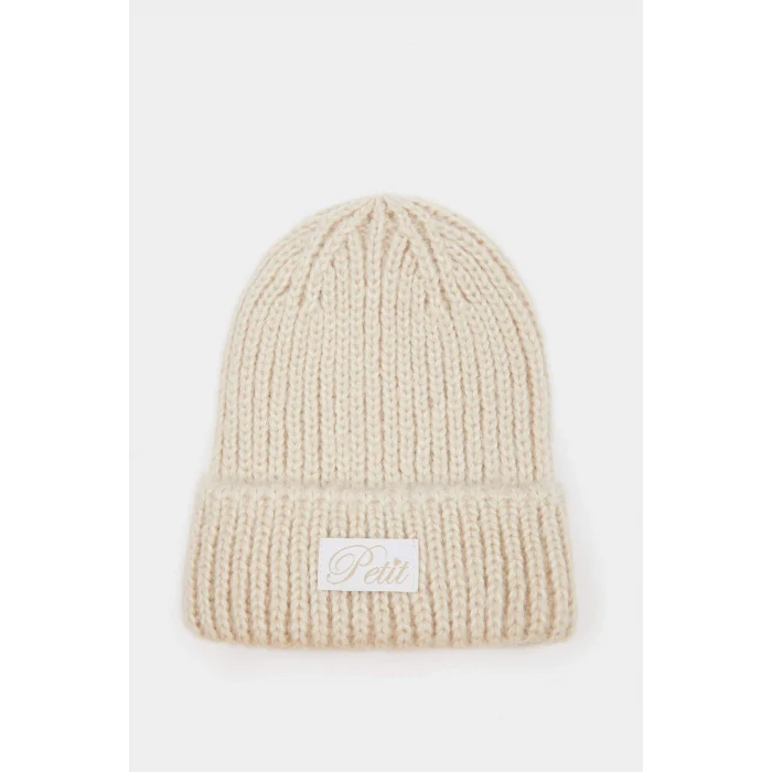 Defacto C7169A8BG122 Bej Kız Çocuk Dokuma Etiketli Bere