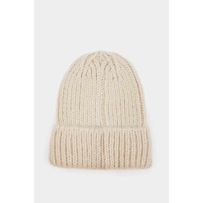 Defacto C7169A8BG122 Bej Kız Çocuk Dokuma Etiketli Bere