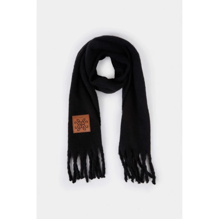 Defacto F3427AXBK26 Siyah Kadın Dokuma Etiketli Atkı