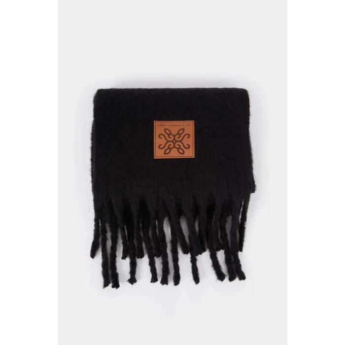 Defacto F3427AXBK26 Siyah Kadın Dokuma Etiketli Atkı