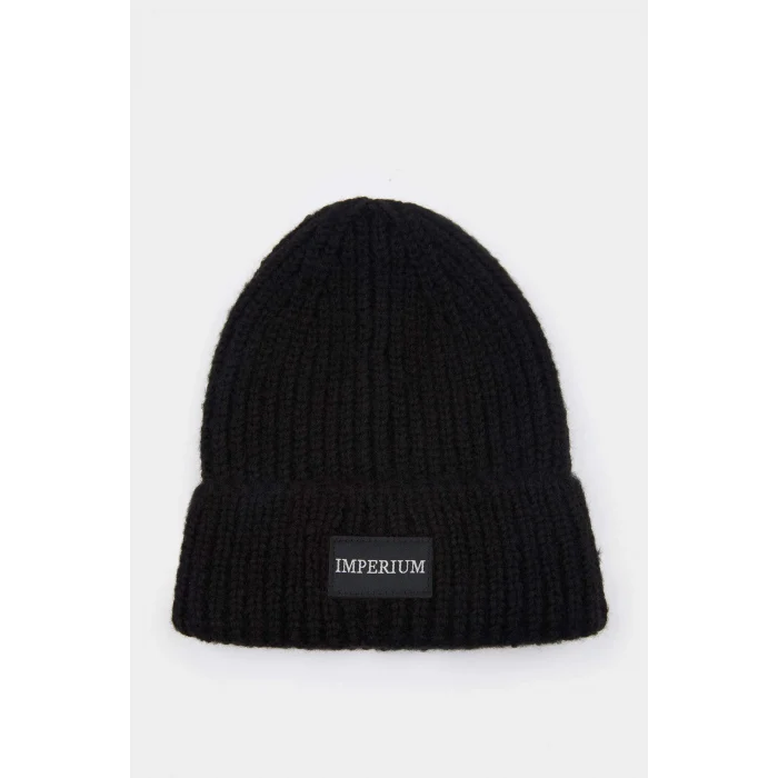 Defacto U9177AZBK27 Siyah Erkek Dokuma Etiketli Bere