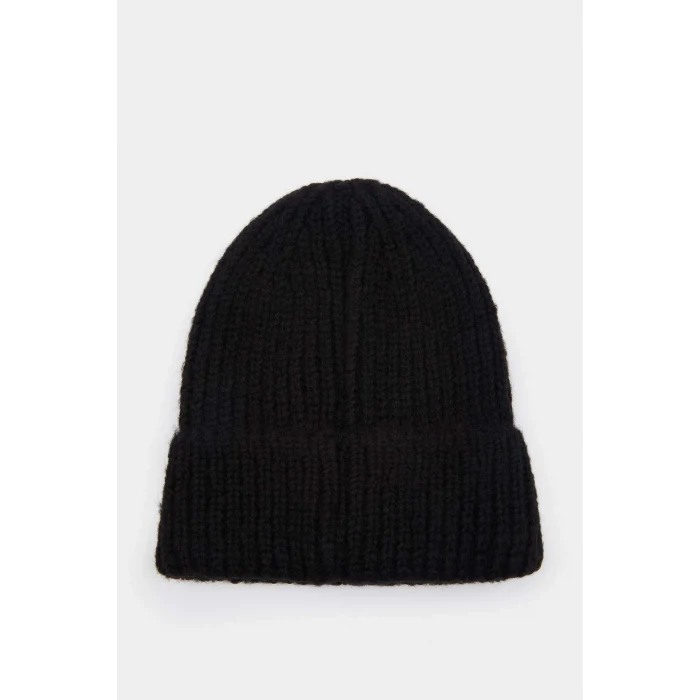 Defacto U9177AZBK27 Siyah Erkek Dokuma Etiketli Bere