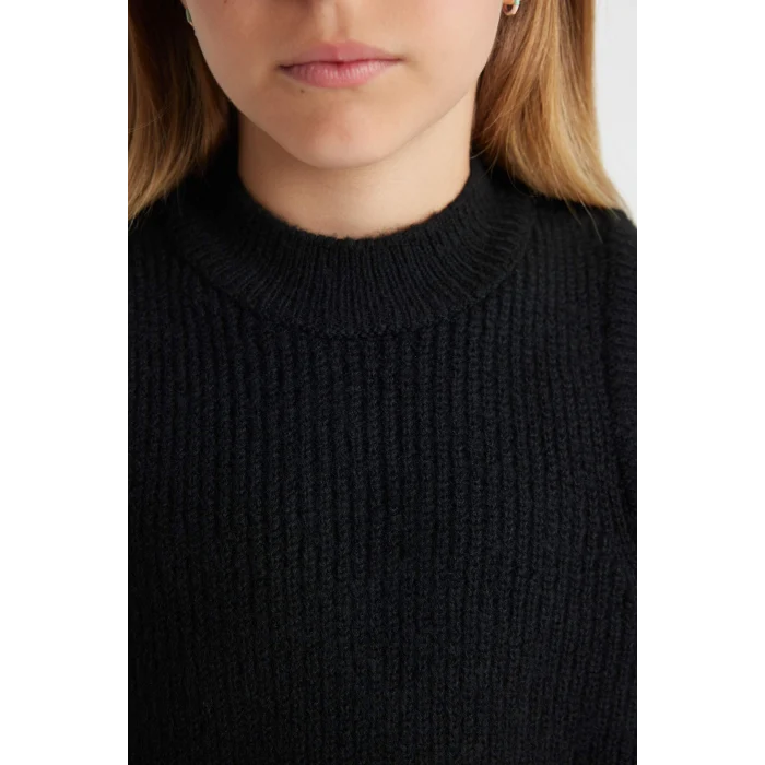 Defacto A2894A8BK27 Siyah Kız Çocuk Siyah Bisiklet Yaka Triko Süveter