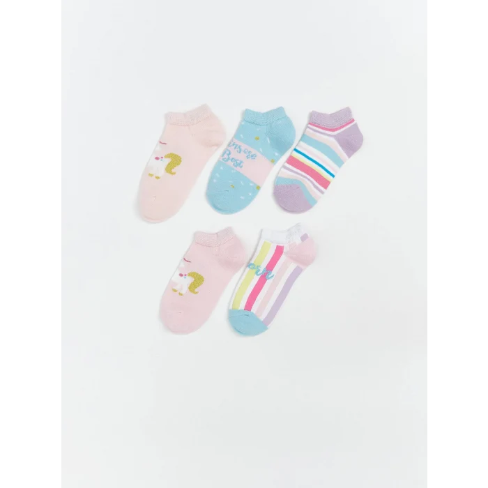 LCW Kids Pembe Desenli Kız Çocuk Patik Çorap 5li