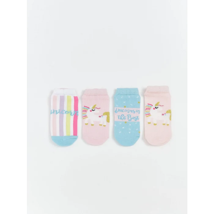LCW Kids Pembe Desenli Kız Çocuk Patik Çorap 5li
