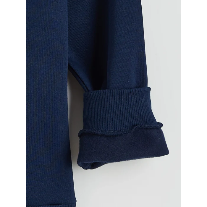 LCW Kids Lacivert Bisiklet Yaka Minecraft Baskılı Erkek Çocuk Kalın Sweatshirt