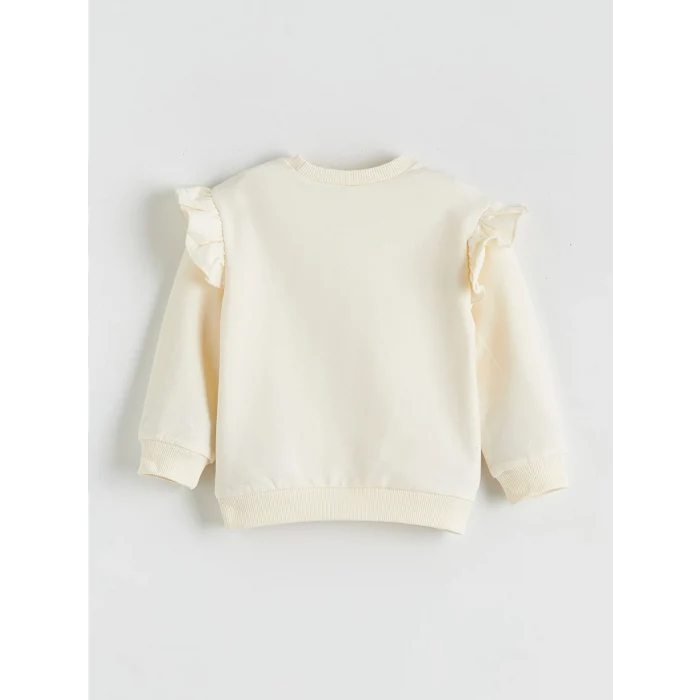 LCW baby Ekru Fiyonk Detaylı Kız Bebek Sweatshirt