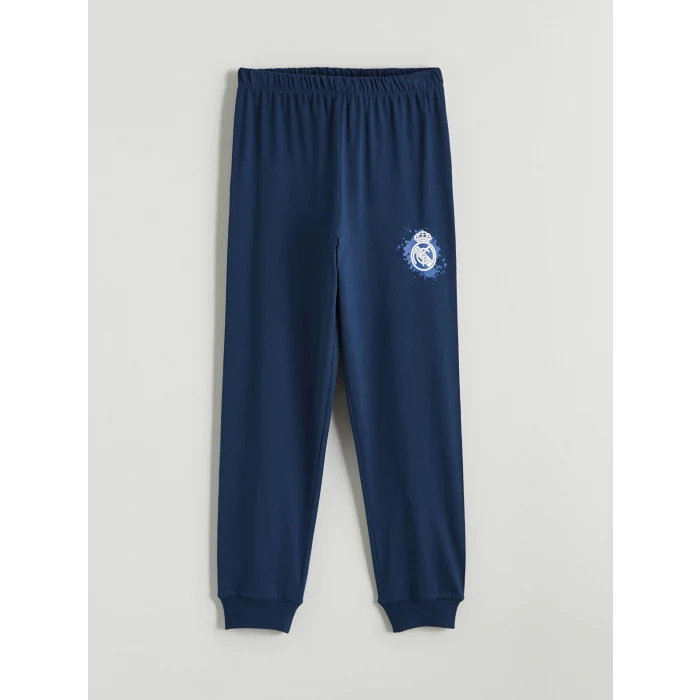 LCW Kids Mavi Bisiklet Yaka Real Madrid Baskılı Erkek Çocuk Pijama Takımı