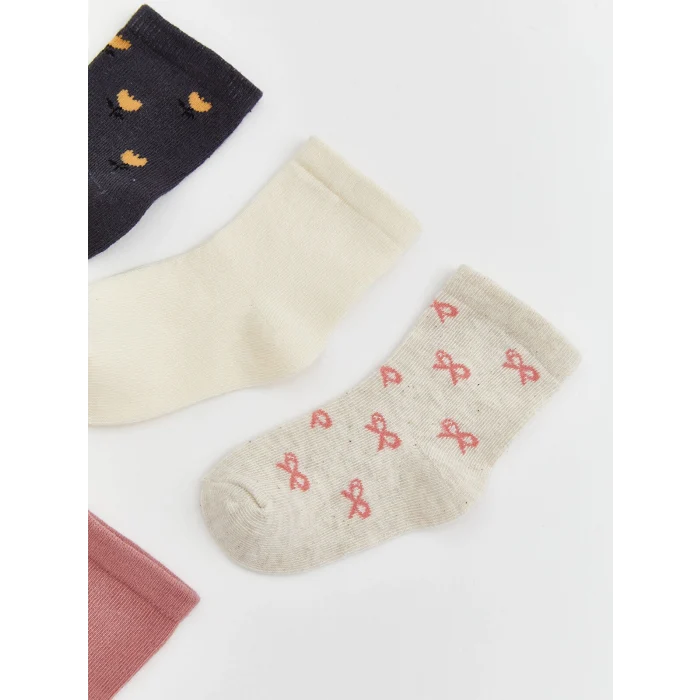 LCW baby Antrasit Desenli Kız Bebek Soket Çorap 5li