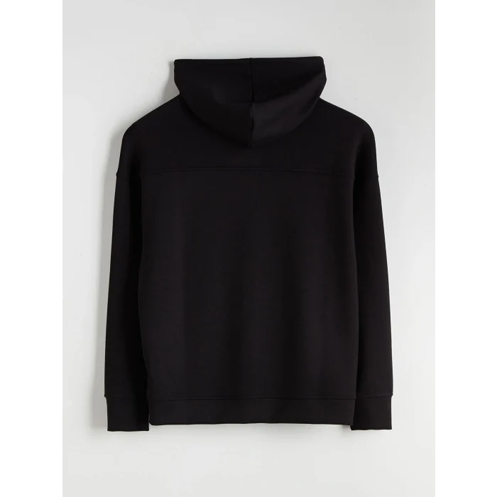 KOOR SPORT Siyah Kapüşonlu Soft Touch Kadın Fermuarlı Sweatshirt