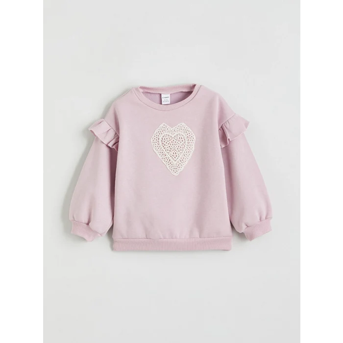 LCW Kids Lila Bisiklet Yaka Baskılı Kız Çocuk Sweatshirt 2li