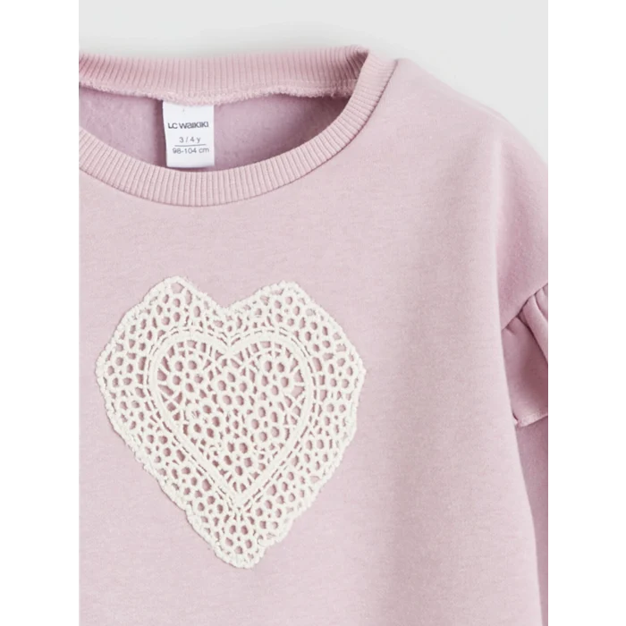 LCW Kids Lila Bisiklet Yaka Baskılı Kız Çocuk Sweatshirt 2li