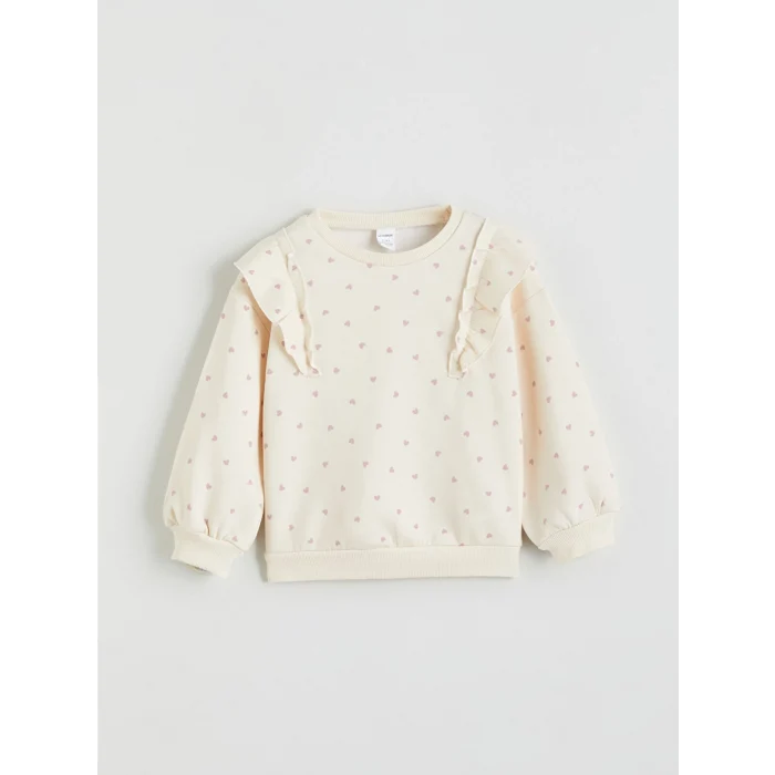 LCW Kids Lila Bisiklet Yaka Baskılı Kız Çocuk Sweatshirt 2li