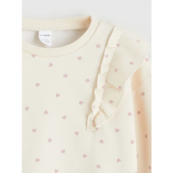 LCW Kids Lila Bisiklet Yaka Baskılı Kız Çocuk Sweatshirt 2li