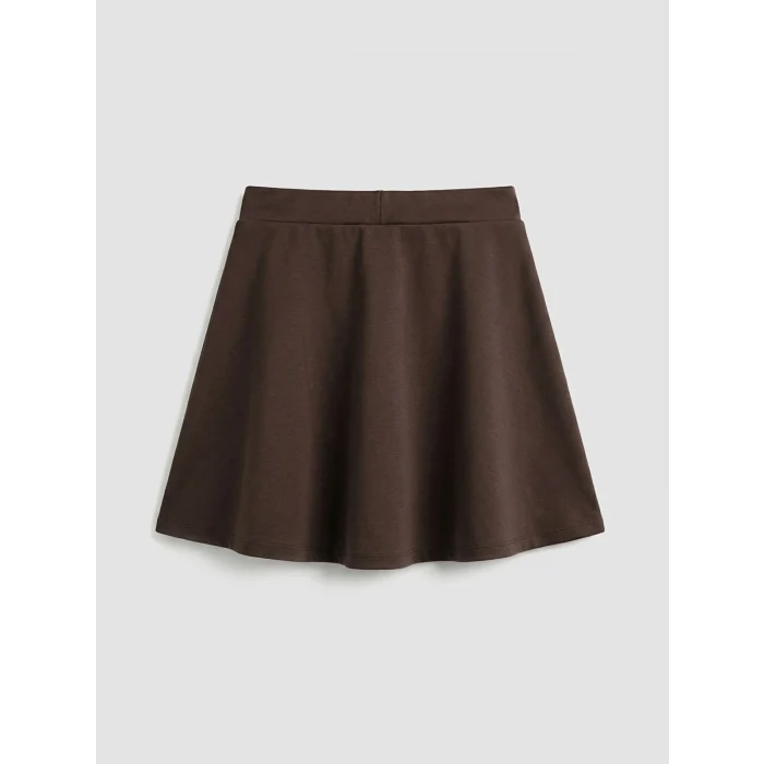 LCW Kids Kahverengi Pileli Kız Çocuk Etek