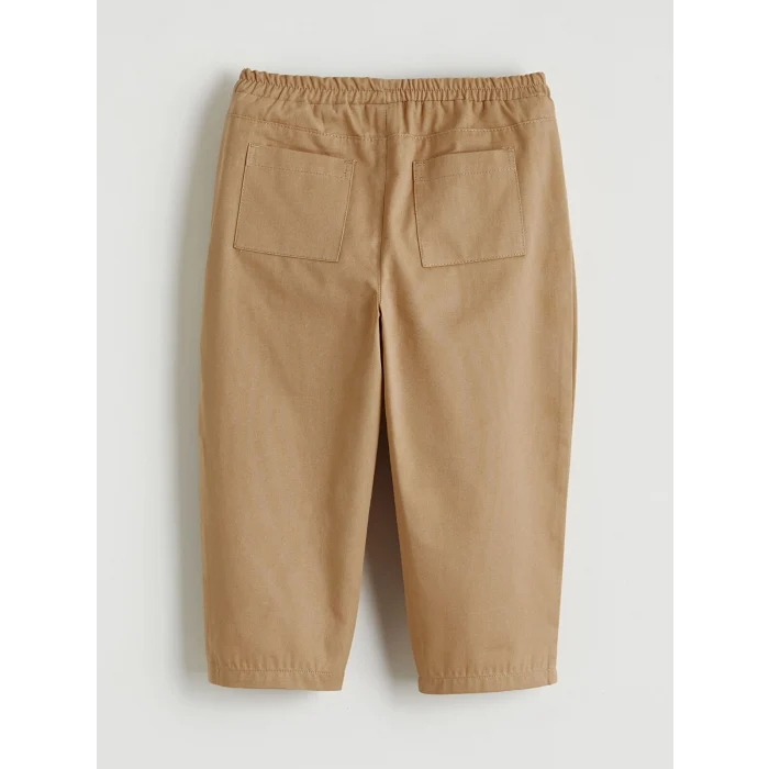 LCW baby Bej Beli Lastikli Pileli Erkek Bebek Pantolon