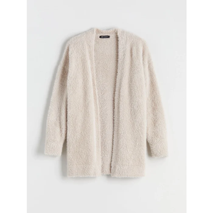 LCW Modest Ekru Şal Yaka Kadın Pelüş Triko Hırka