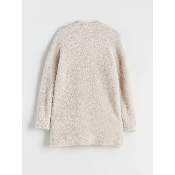 LCW Modest Ekru Şal Yaka Kadın Pelüş Triko Hırka