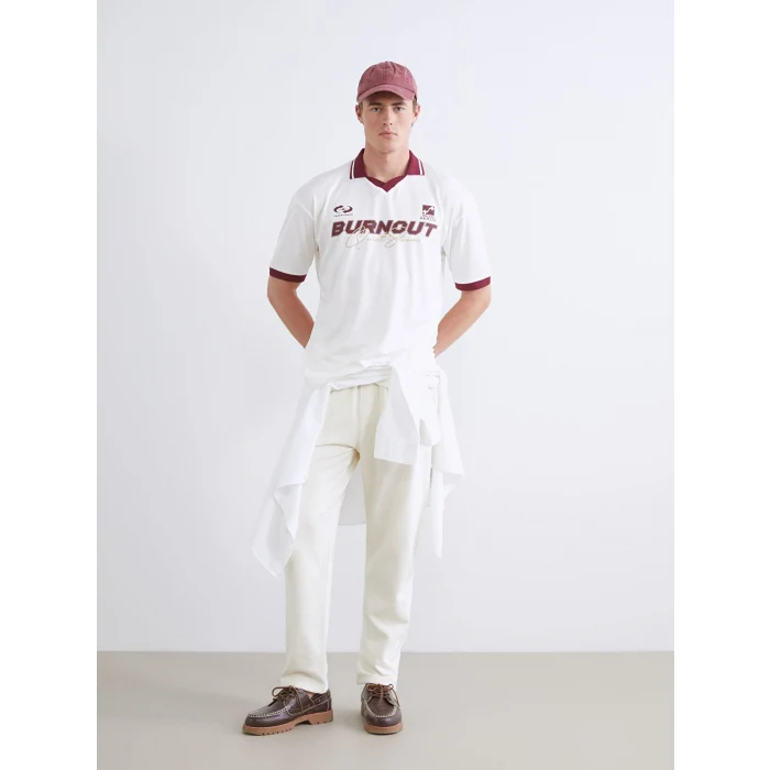 XSIDE Ekru Polo Yaka Baskılı Erkek Tişört