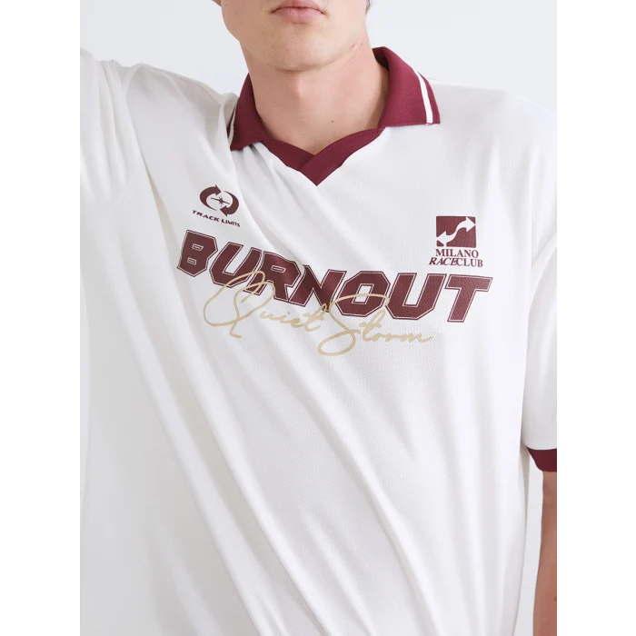 XSIDE Ekru Polo Yaka Baskılı Erkek Tişört