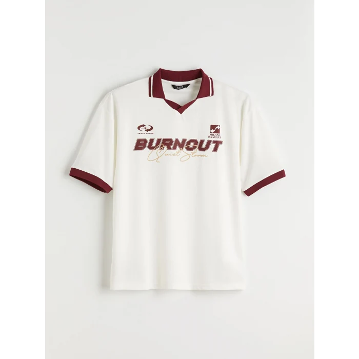 XSIDE Ekru Polo Yaka Baskılı Erkek Tişört